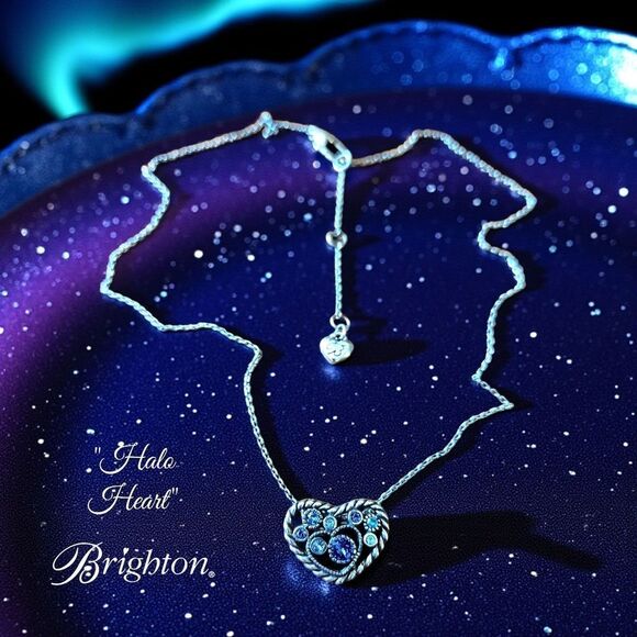 Brighton Jewelry - BRIGHTON "Halo Heart" Tanzanite And Swarovski Crystal Heart Necklace